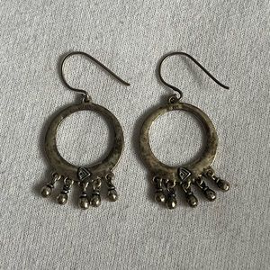Silpada cha-cha hammered oxidize silver sterling silver drop hoop earrings W1526